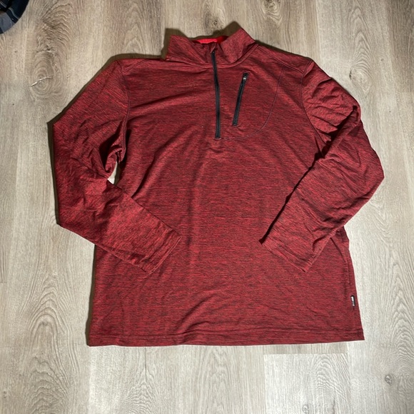 Red Marled Men’s L SwissTech Long sleeve Quarter Zip Shirt - Picture 1 of 6